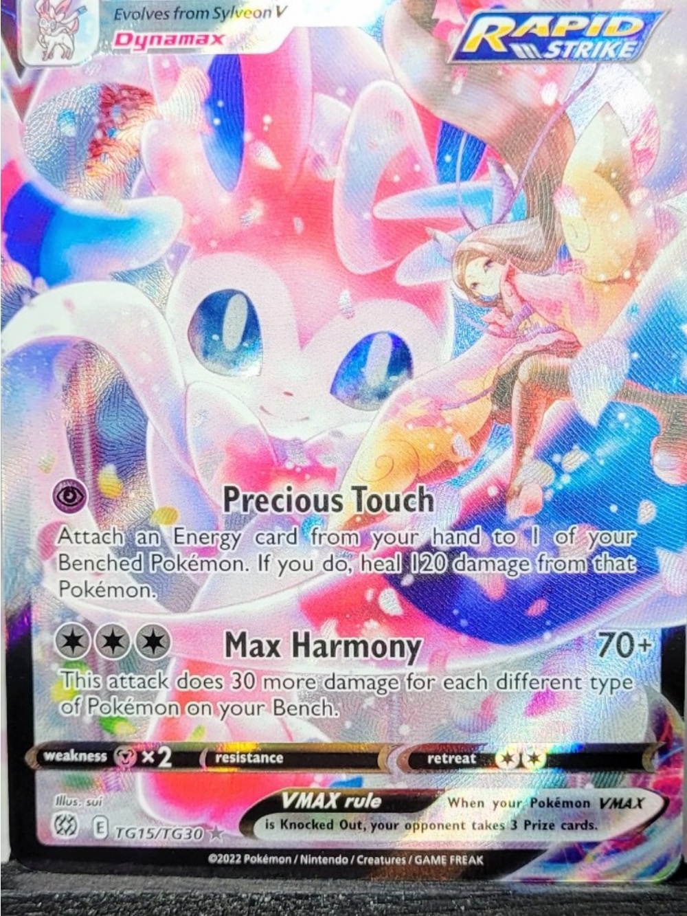 Pokemon Sylveon VMAX Full Art Holographic - Pink Blue